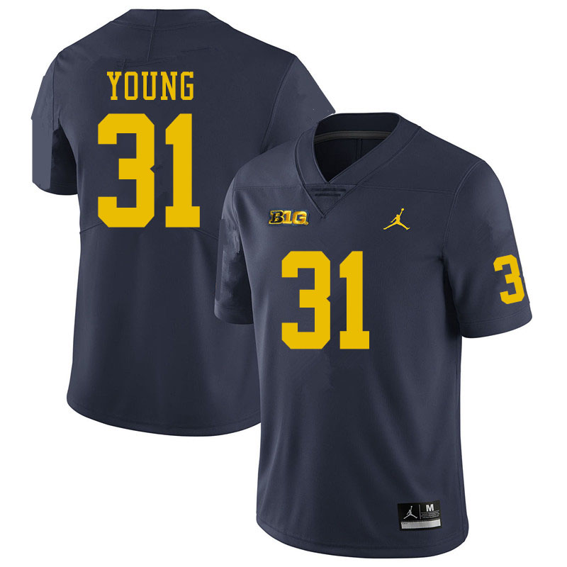 Men #31 Jack Young Michigan Wolverines College Football Jerseys Sale-Navy
